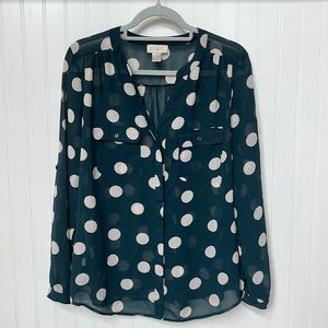 LOFT Sheer button down tunic blouse